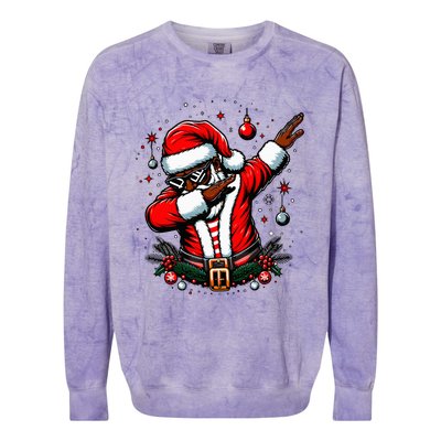 Black African American Santa Matching Christmas pjs  Colorblast Crewneck Sweatshirt