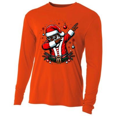 Black African American Santa Matching Christmas pjs  Cooling Performance Long Sleeve Crew