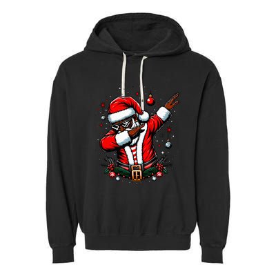 Black African American Santa Matching Christmas pjs  Garment-Dyed Fleece Hoodie