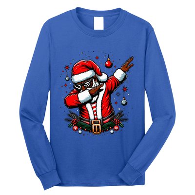 Black African American Santa Matching Christmas pjs  Long Sleeve Shirt