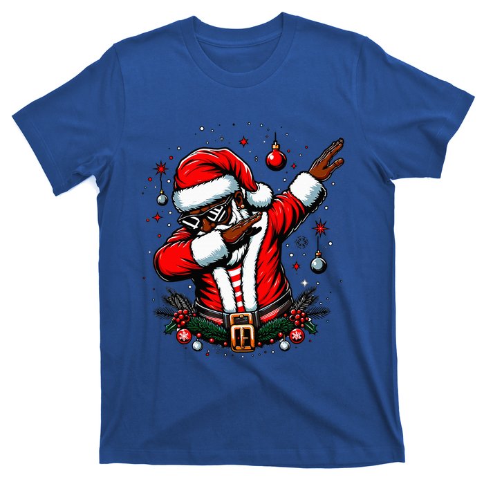 Black African American Santa Matching Christmas pjs  T-Shirt