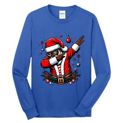 Black African American Santa Matching Christmas pjs  Tall Long Sleeve T-Shirt