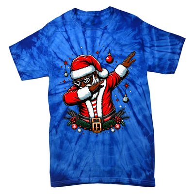 Black African American Santa Matching Christmas pjs  Tie-Dye T-Shirt