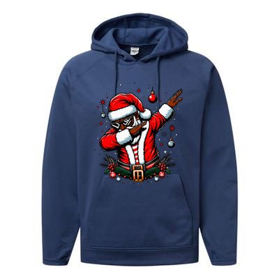 Black African American Santa Matching Christmas pjs  Performance Fleece Hoodie