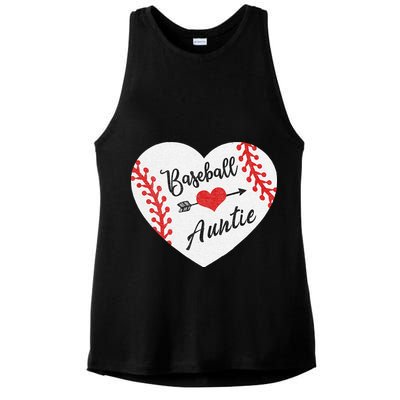 Baseball Auntie Aunt Heart Softball Ladies PosiCharge Tri-Blend Wicking Tank