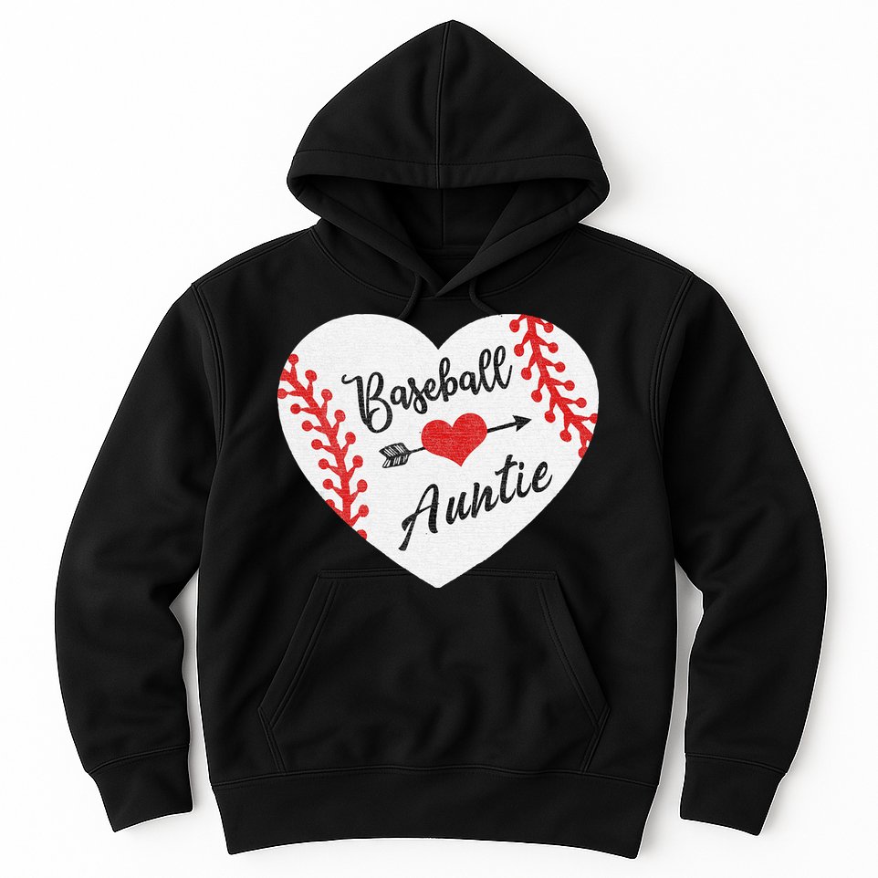 Baseball Auntie Aunt Heart Softball Hoodie