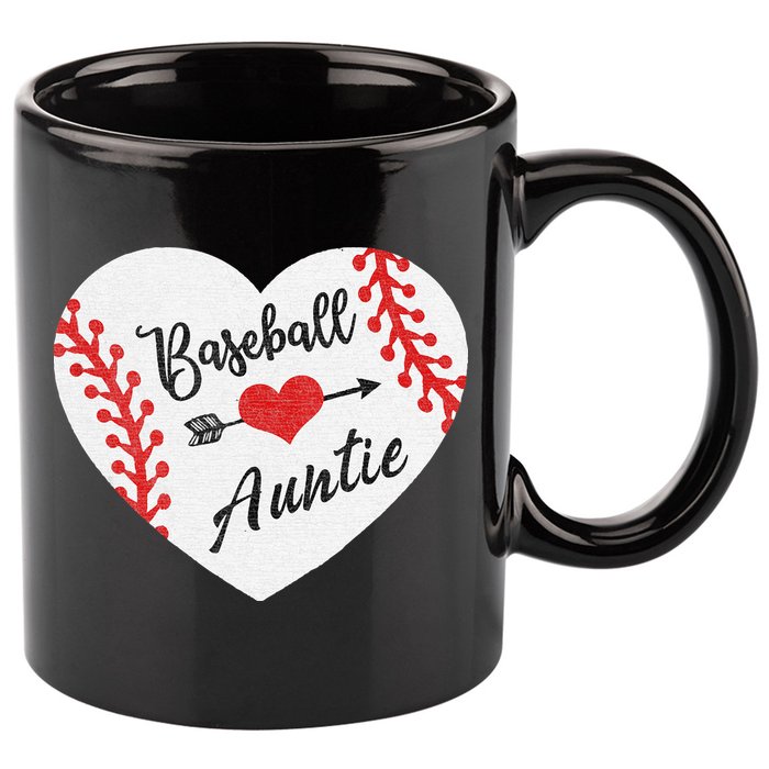 Baseball Auntie Aunt Heart Softball 11oz C Handle Ceramic Mug