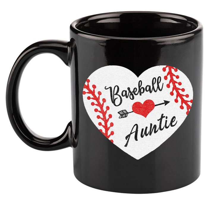 Baseball Auntie Aunt Heart Softball 11oz C Handle Ceramic Mug