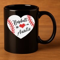 Baseball Auntie Aunt Heart Softball 11oz C Handle Ceramic Mug
