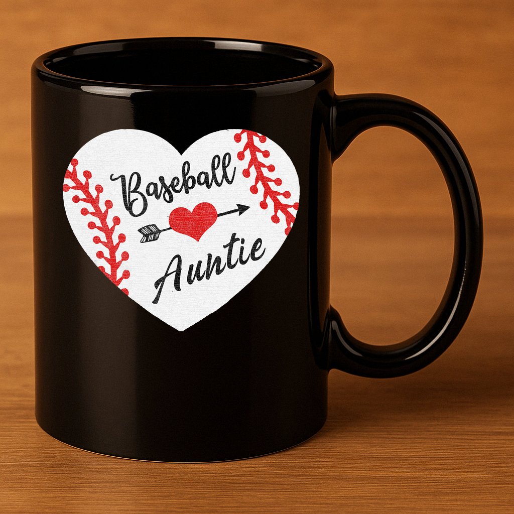 Baseball Auntie Aunt Heart Softball 11oz C Handle Ceramic Mug