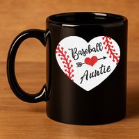 Baseball Auntie Aunt Heart Softball 11oz C Handle Ceramic Mug