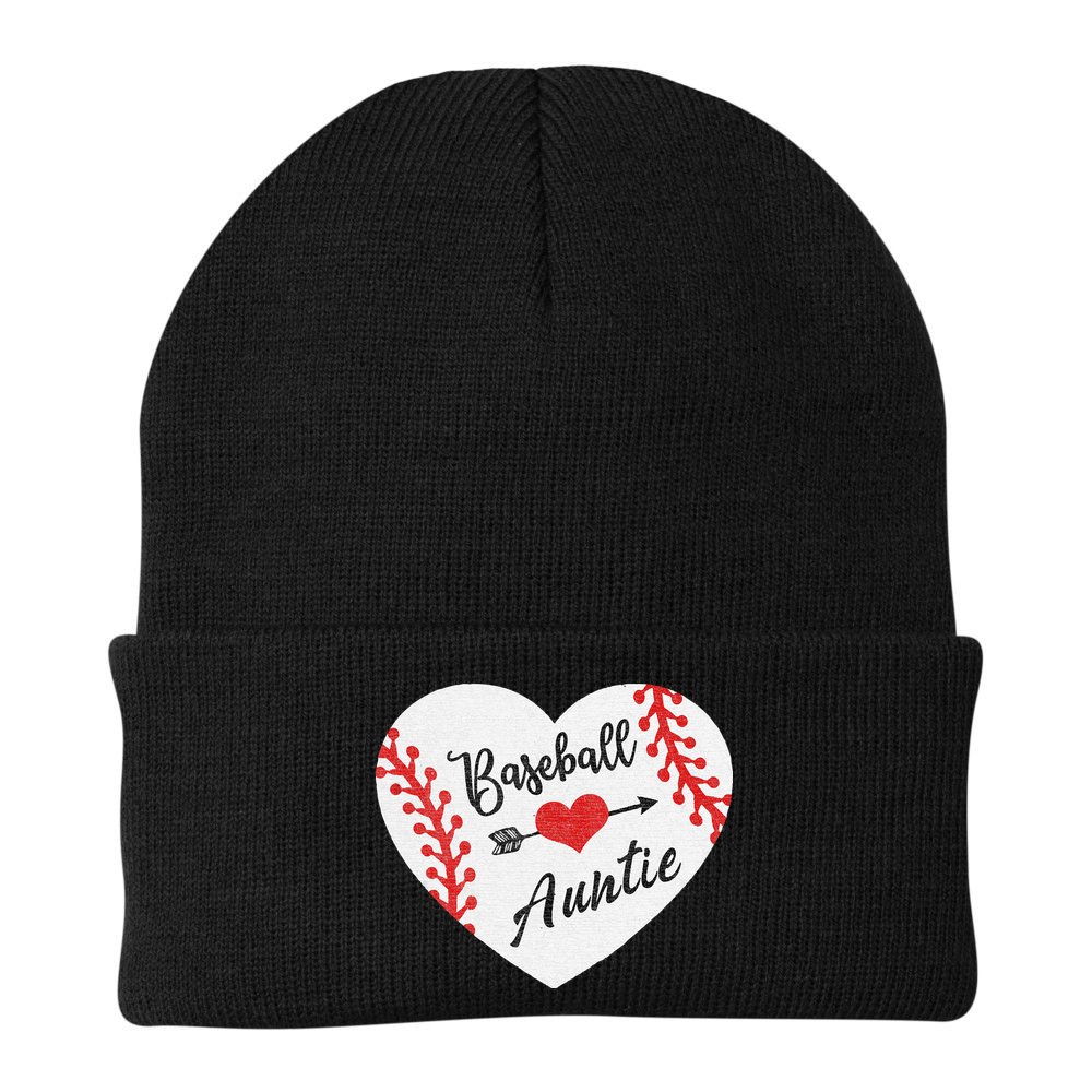 Baseball Auntie Aunt Heart Softball Beanie