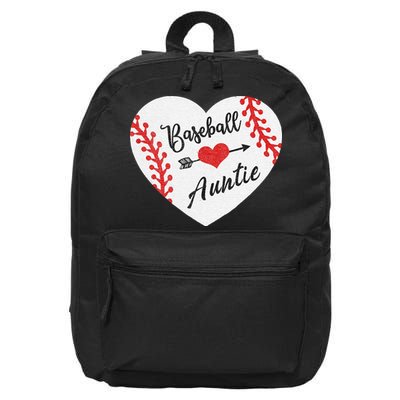 Baseball Auntie Aunt Heart Softball 16 in Basic Backpack