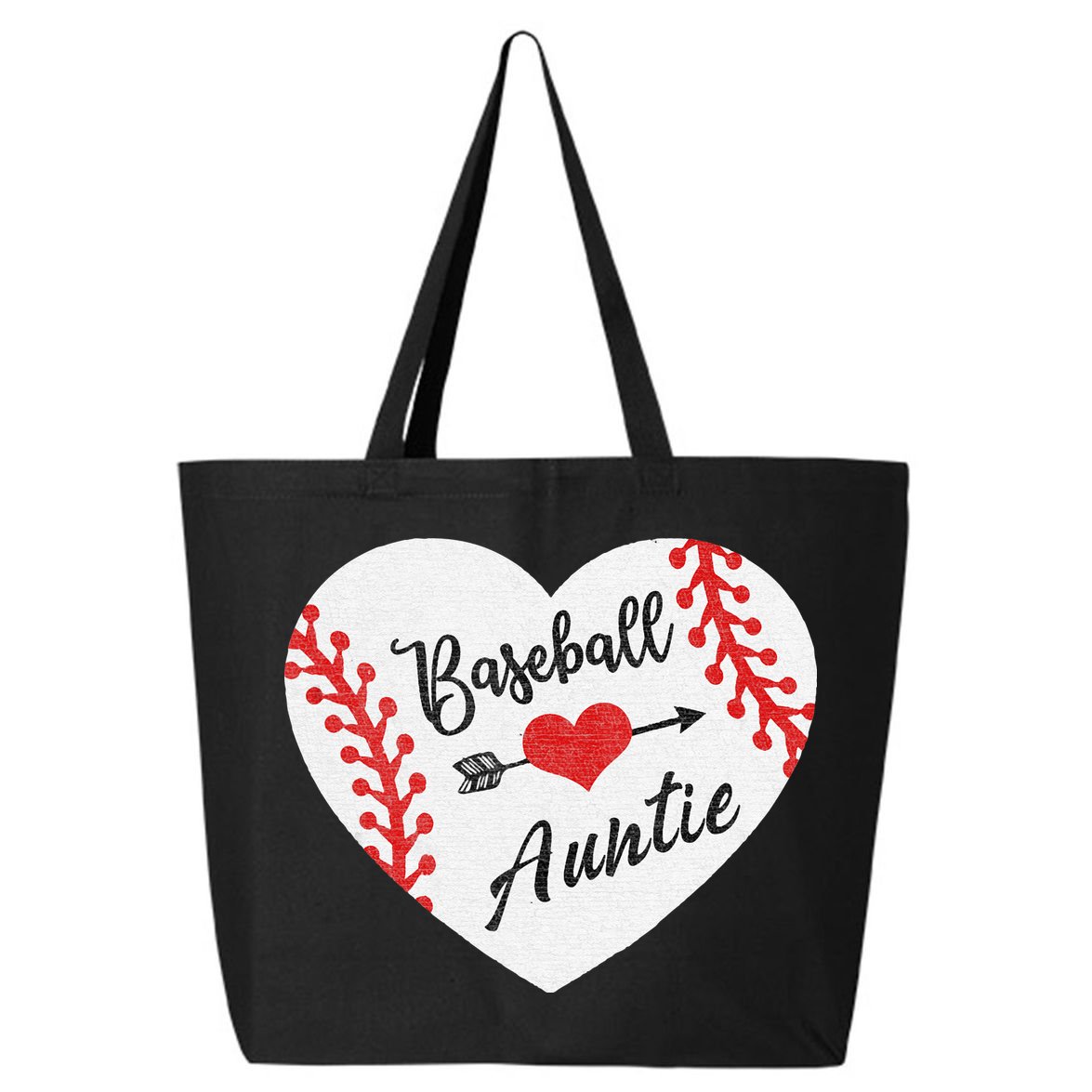 Baseball Auntie Aunt Heart Softball 25L Jumbo Tote