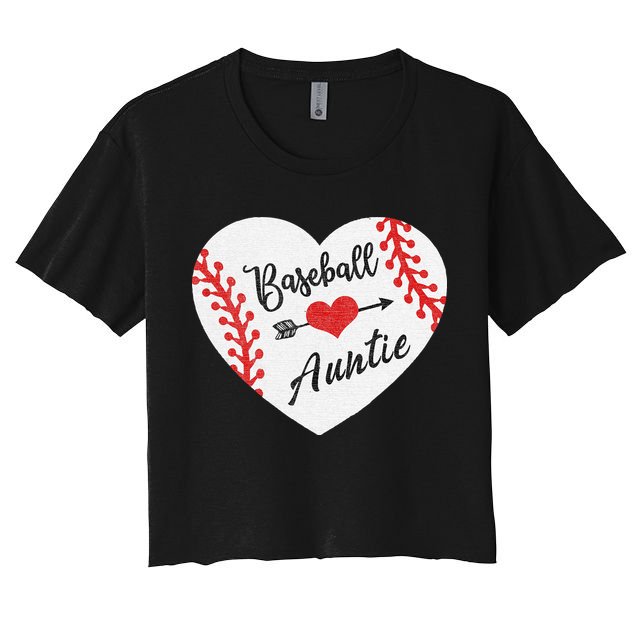Baseball Auntie Aunt Heart Softball Crop Top