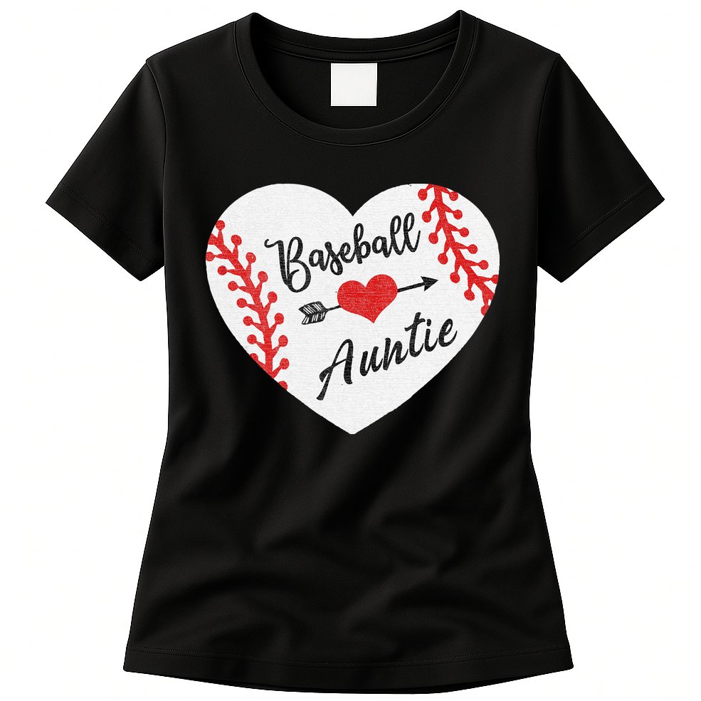 Baseball Auntie Aunt Heart Softball Womens T-Shirt