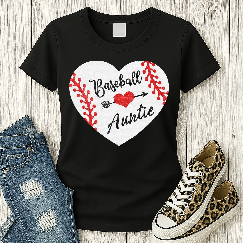 Baseball Auntie Aunt Heart Softball Womens T-Shirt