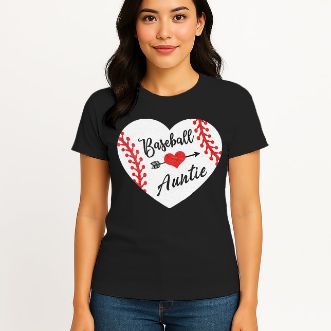 Baseball Auntie Aunt Heart Softball Womens T-Shirt