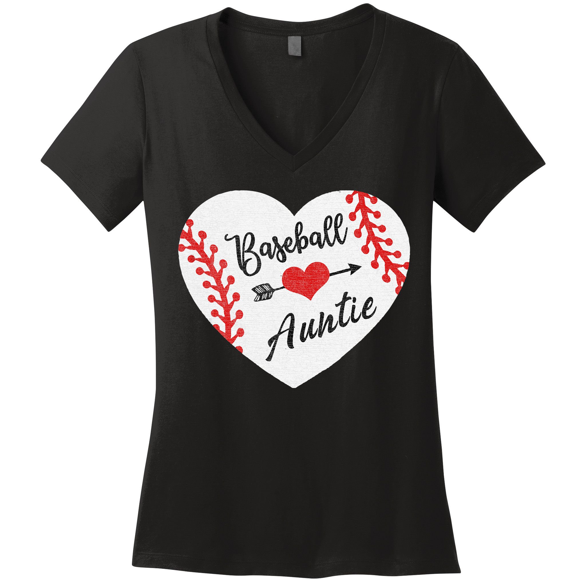 Baseball Auntie Aunt Heart Softball Women's V-Neck T-Shirt