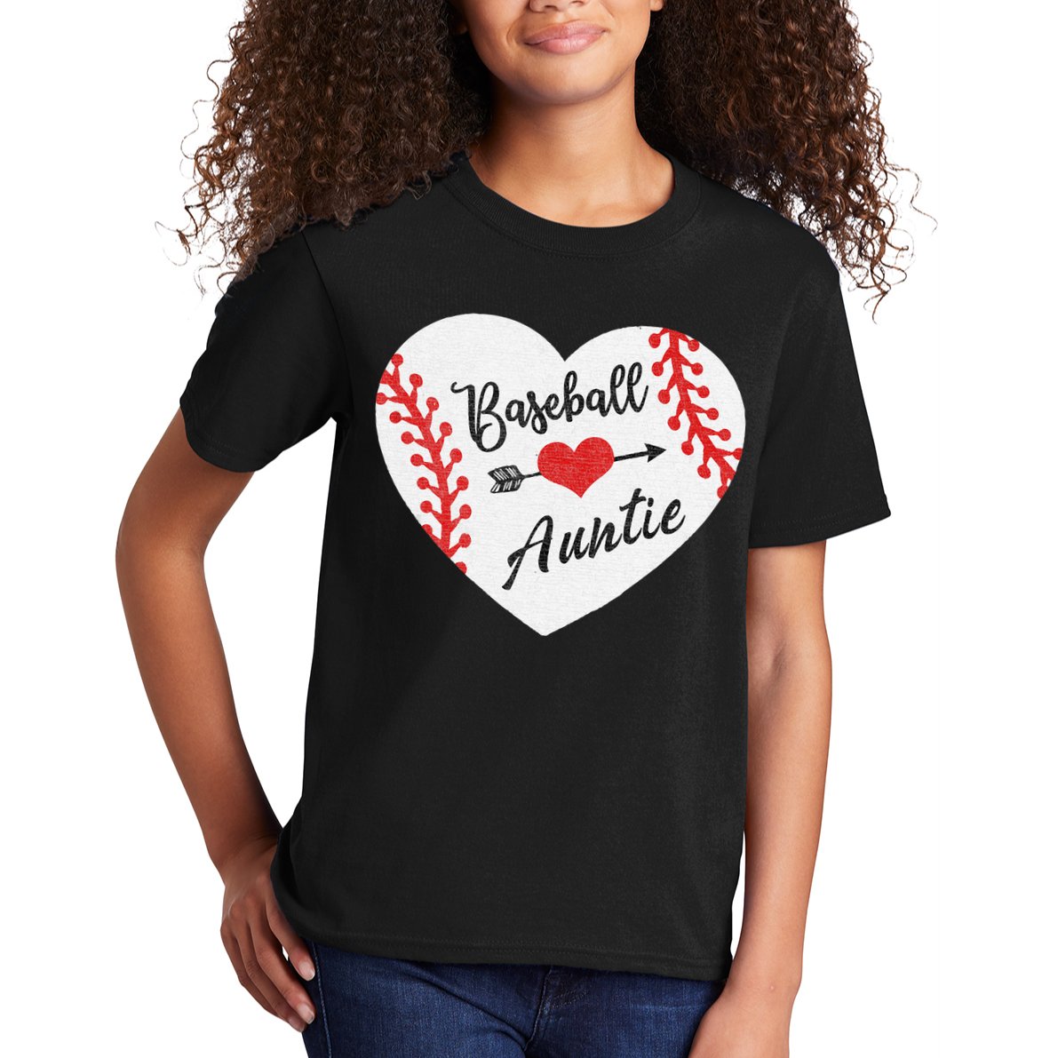 Baseball Auntie Aunt Heart Softball Kids T-Shirt