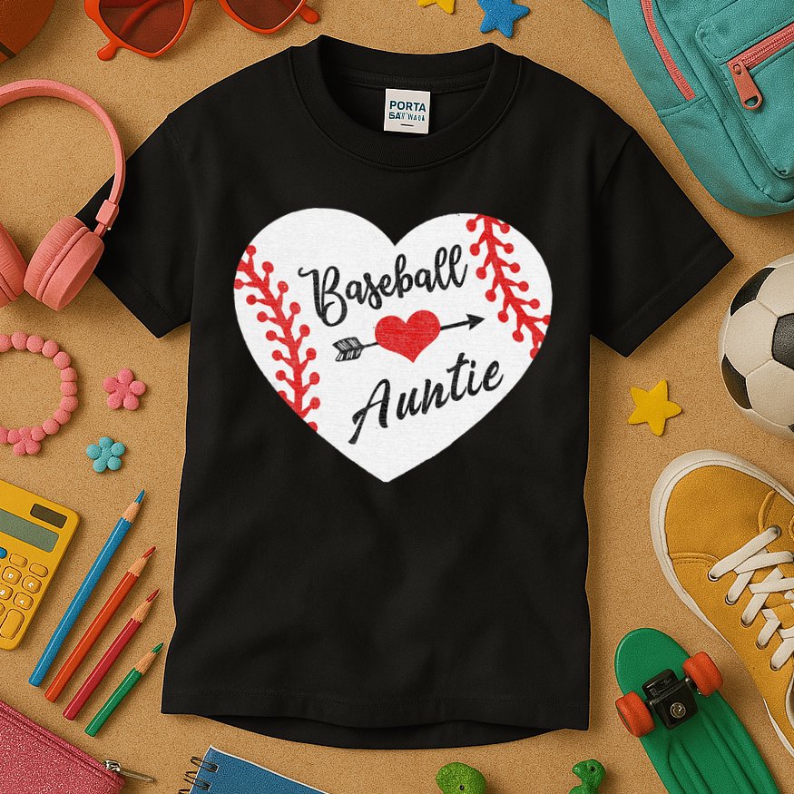 Baseball Auntie Aunt Heart Softball Kids T-Shirt