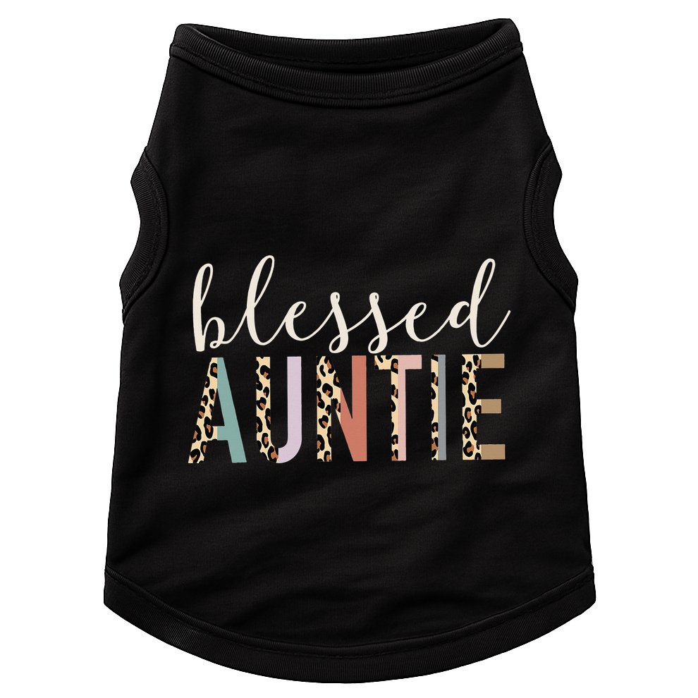 Blessed Auntie Aunt Cute Leopard funny mother's day Doggie Tank