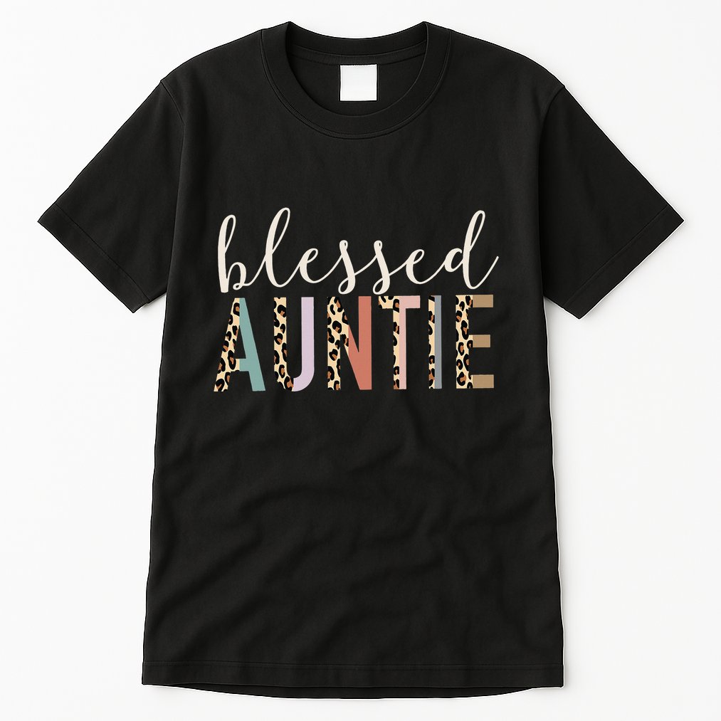 Blessed Auntie Aunt Cute Leopard funny mother's day Tall T-Shirt