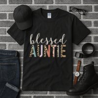 Blessed Auntie Aunt Cute Leopard funny mother's day Tall T-Shirt