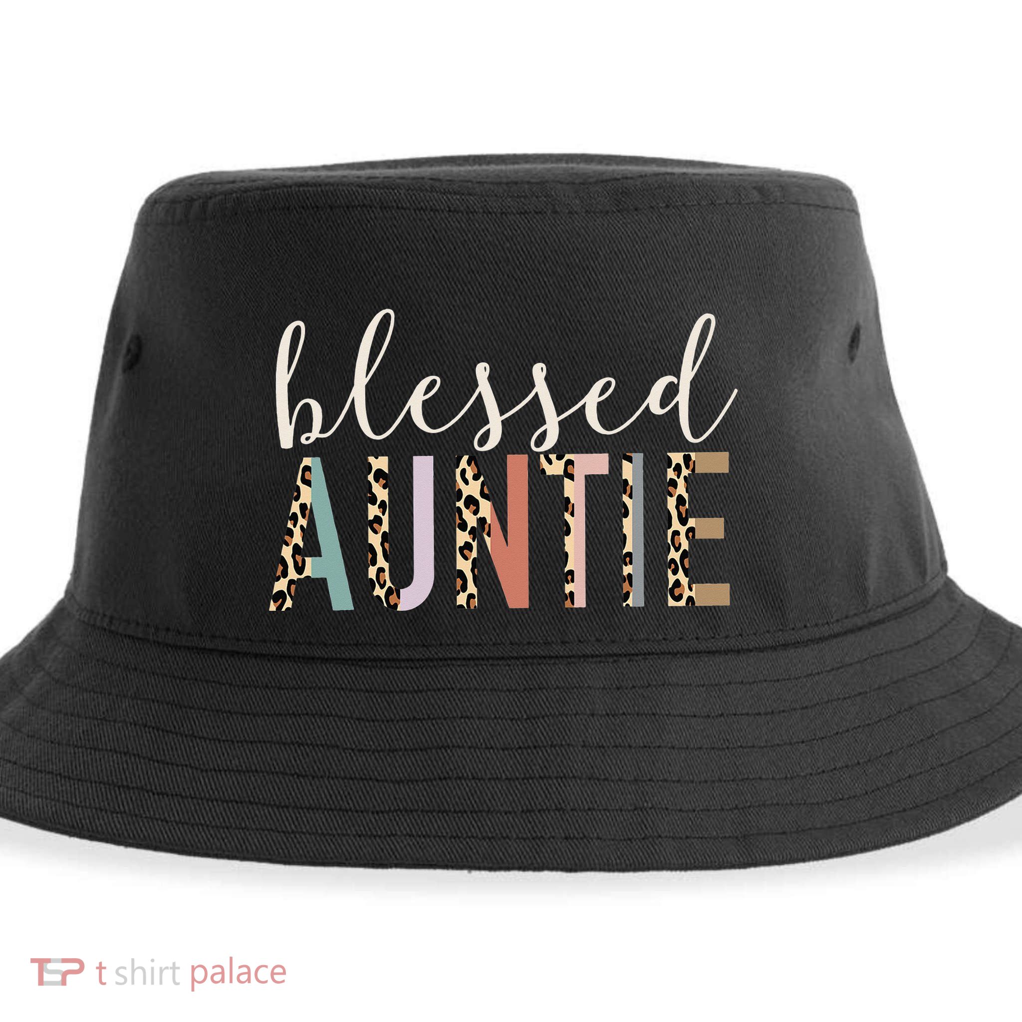 Blessed Auntie Aunt Cute Leopard funny mother's day Sustainable Bucket Hat