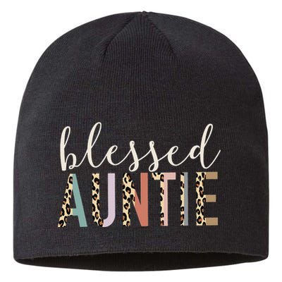 Blessed Auntie Aunt Cute Leopard funny mother's day Sustainable Beanie