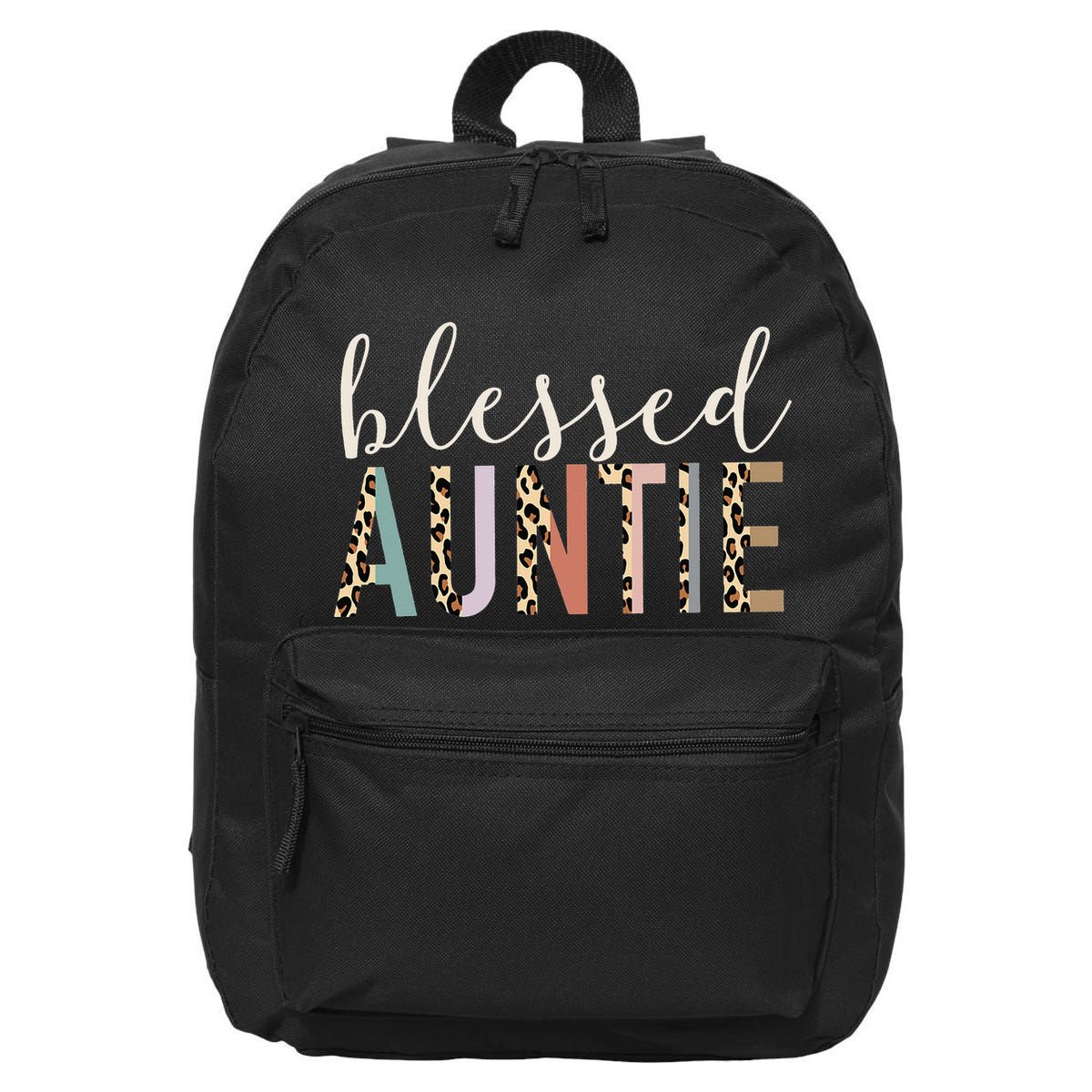 Blessed Auntie Aunt Cute Leopard funny mother's day 16 in Basic Backpack