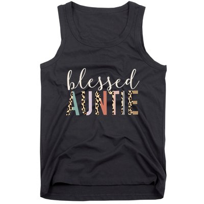 Blessed Auntie Aunt Cute Leopard funny mother's day Tank Top
