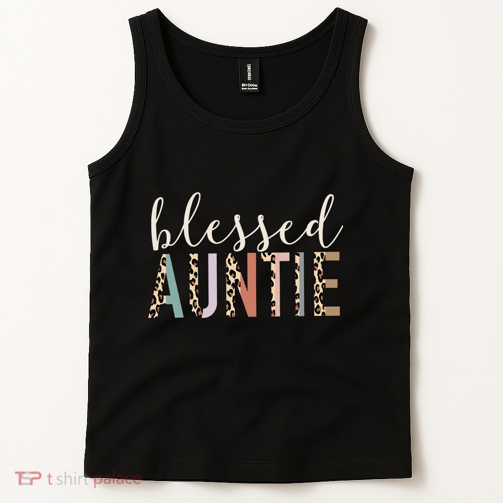 Blessed Auntie Aunt Cute Leopard funny mother's day Tank Top