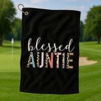 Blessed Auntie Aunt Cute Leopard funny mother's day Golf Towel