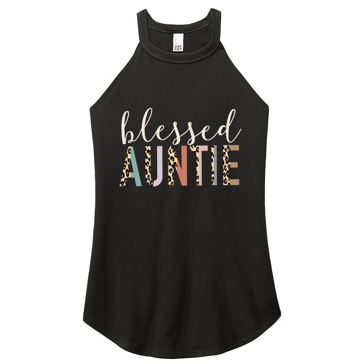 Blessed Auntie Aunt Cute Leopard funny mother's day Women's Perfect Tri Rocker Tank