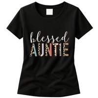 Blessed Auntie Aunt Cute Leopard funny mother's day Womens T-Shirt