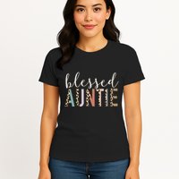 Blessed Auntie Aunt Cute Leopard funny mother's day Womens T-Shirt