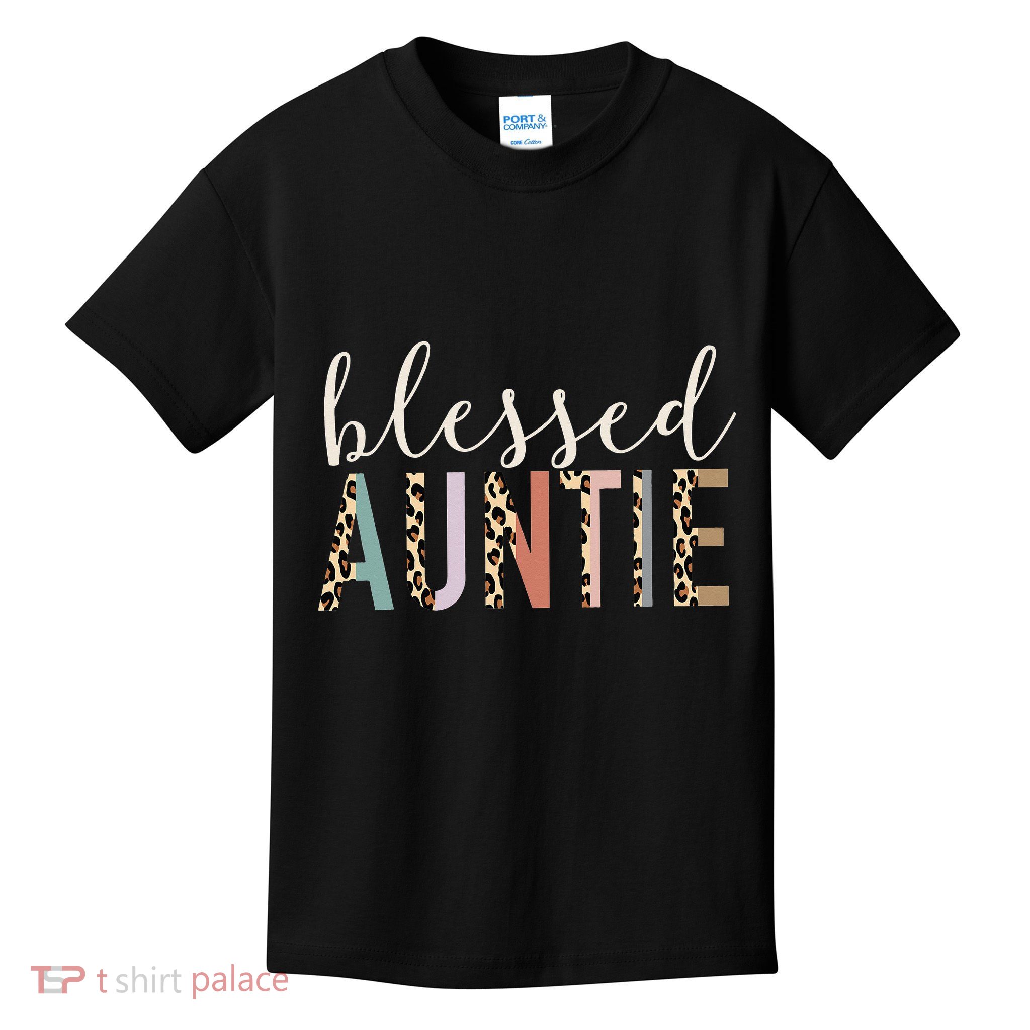 Blessed Auntie Aunt Cute Leopard funny mother's day Kids T-Shirt