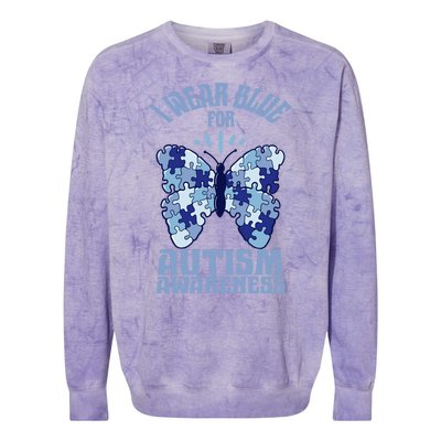 Butterfly Autism Awareness Gift Colorblast Crewneck Sweatshirt