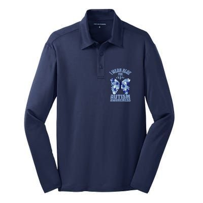 Butterfly Autism Awareness Gift Silk Touch Performance Long Sleeve Polo