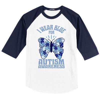 Butterfly Autism Awareness Gift Baseball Sleeve Shirt