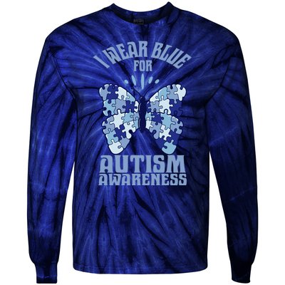 Butterfly Autism Awareness Gift Tie-Dye Long Sleeve Shirt