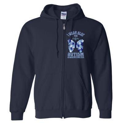 Butterfly Autism Awareness Gift Full Zip Hoodie