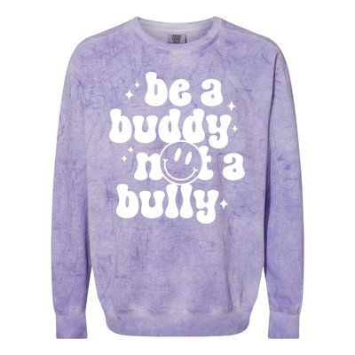 Be A Buddy Not A Bully Retro Smile Anti Bullying Unity Day Colorblast Crewneck Sweatshirt