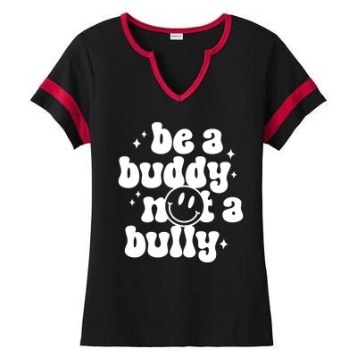 Be A Buddy Not A Bully Retro Smile Anti Bullying Unity Day Ladies Halftime Notch Neck Tee