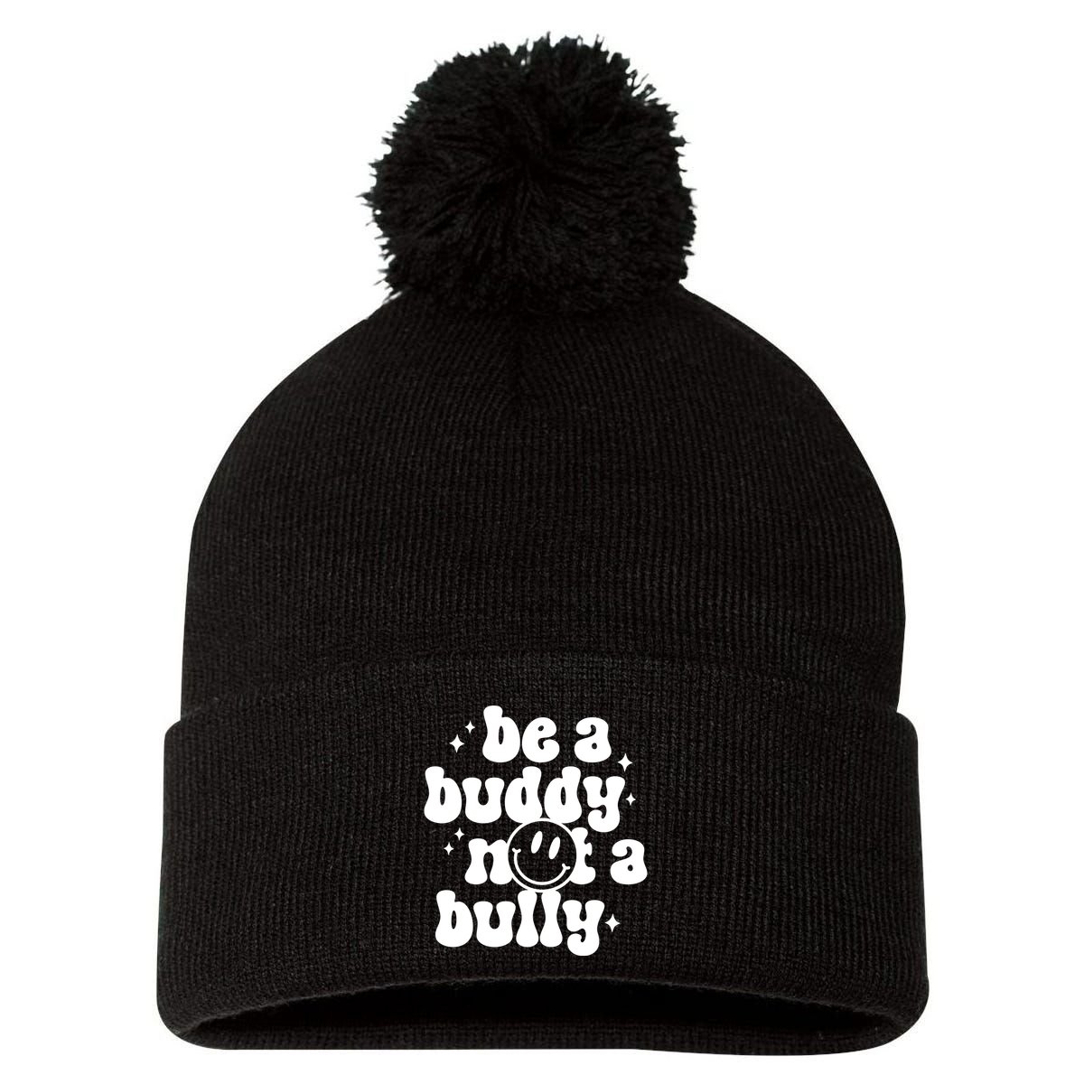 Be A Buddy Not A Bully Retro Smile Anti Bullying Unity Day Pom Pom 12in Knit Beanie