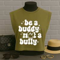 Be A Buddy Not A Bully Retro Smile Anti Bullying Unity Day Garment-Dyed Women's Muscle Tee