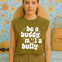 Be A Buddy Not A Bully Retro Smile Anti Bullying Unity Day Garment-Dyed Women's Muscle Tee