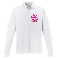 Be A Buddy Not A Bully Retro Smile Anti Bullying Unity Day Performance Long Sleeve Polo