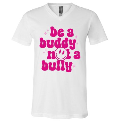 Be A Buddy Not A Bully Retro Smile Anti Bullying Unity Day V-Neck T-Shirt